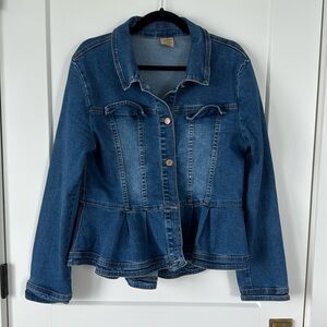 Nina Rossi blue denim jacket with peplum detail